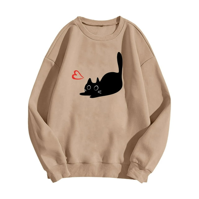 Mignon Chat Imprimé Mode Décontracté Manches Longues