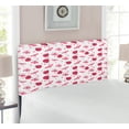 thumbnail image 2 of Ladybugs Headboard, Domed Back Round Ladybugs with Hearts Flowers Dragonflies Romantic Wings Pattern, Upholstered Decorative Metal Bed Headboard with Memory Foam, Twin Size, Red White, by Ambesonne, 2 of 4