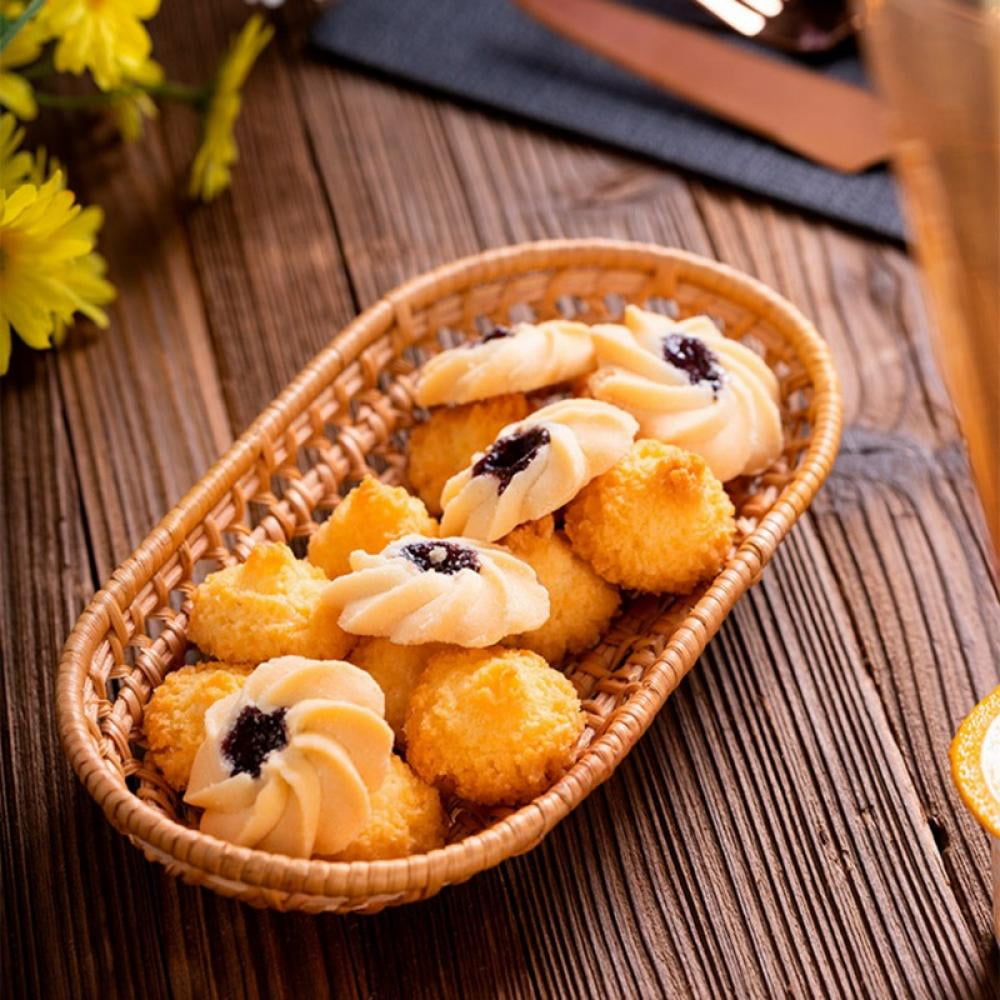 2 Pack Oval Wicker Bread Basket, Woven Tabletop Food Fruit Vegetables