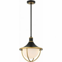 Crystorama Atlas 3 Light Matte Black and Textured Gold Outdoor Pendant - 16.5"W x 17"H x 16.5"D