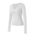 thumbnail image 5 of Niusricy Women's Basic Slim Fit Tops Ladies Long Sleeve T-Shirts Solid Color Wrap V-Neck Shirts Fashion Casual Daily Blouses Streetwear for Spring Fall, 5 of 6
