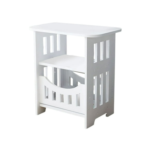 SLYNSHome 2-Tier Small Narrow Side Table,Skinny Nightstand for Small Space Slim Bedside Table with Storage for Couch Thin End Table