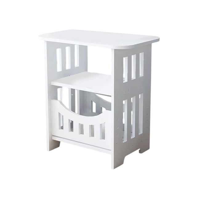 Square Pvc Bedside Table Small Nightstand Compact End Table 2-Tier Storage For Small Spaces 15.75X12.6X8.66 Inches Lightweight Side Table For Dormitory 2.08 Lbs