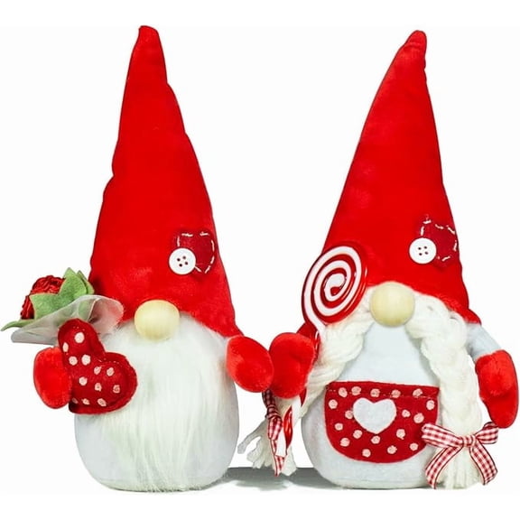 Valentines Day Romantic Couple Gnomes Decor Swedish Tomte Gnomes 2PCS Scandinavian Gnomes Decorations Desktop Collectible Home Ornament Love for Men/Women