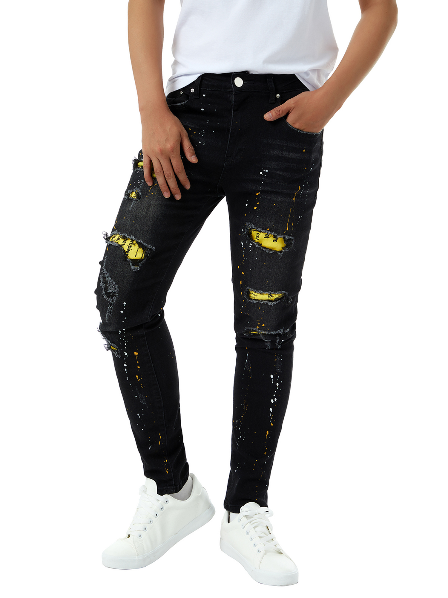 Men Casual Slim Fit Denim Jeans Skinny Distressed Jeans Trousers Motorcycle Rider Hole Pants Jeans - image 2 of 6