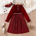 thumbnail image 4 of SonxaHe Dress for Little Girl Ruffles Long Sleeve Velvet Pleated Dresses Kids Stylish Wedding Pageant Evening Gown Red,Size 5-6 Y, 4 of 7