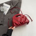 thumbnail image 3 of Bolso Hombro Cuero PU Nube Mano Sólido Plisado para Mujer Rojo Hugtrwg, 3 of 9