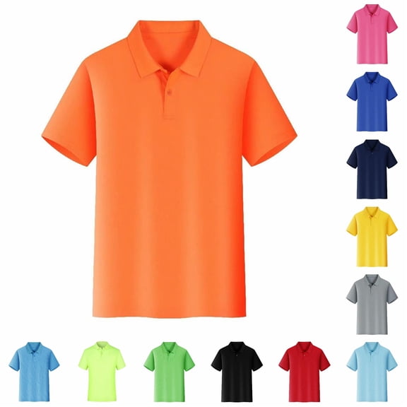 DHFJKG Polo Shirts For Men Women Workwear Uniform Summer Breathable Solid Color Short Sleeve Lapel Shirt Basic Top