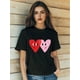thumbnail image 1 of Women's Valentine's Day Love Letter Heart Flowers Print T-Shirt Fashion Short Sleeve Round-Neck SlmCamisetas de verano para mujer, manga corta, cuello redondo, casual, lindo, con gráficos, camisetas, 1 of 6