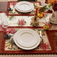 thumbnail image 5 of Christmas Placemats Set of 4, 12 x 18 Inch, Printed Xmas Poinsettia Bell Satin Table Mats, Seasonal Red Flower Winter Holiday Table Decorations for Kitchen, Dining, Party Decor, 5 of 6