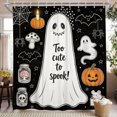thumbnail image 2 of Nanqianyi Happy Halloween Waterproof Shower Curtain,Cute Ghost Pumpkin Polyester Bathroom Home Decor Set with Hooks,72 W x78 H Inch, 2 of 7