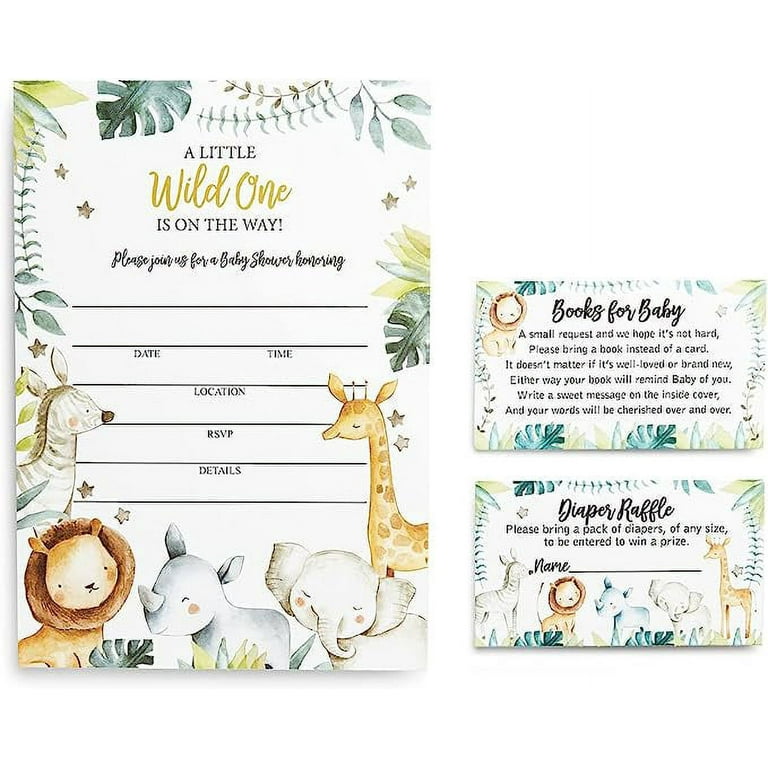 25 Safari Jungle Baby Shower Invitations (LARGE SIZE 5X7 INCHES