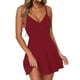thumbnail image 1 of Gibobby Vestido corto casual para mujer Vestido largo de cuello redondo de color liso con cintura alta para mujer(Rojo,M), 1 of 3
