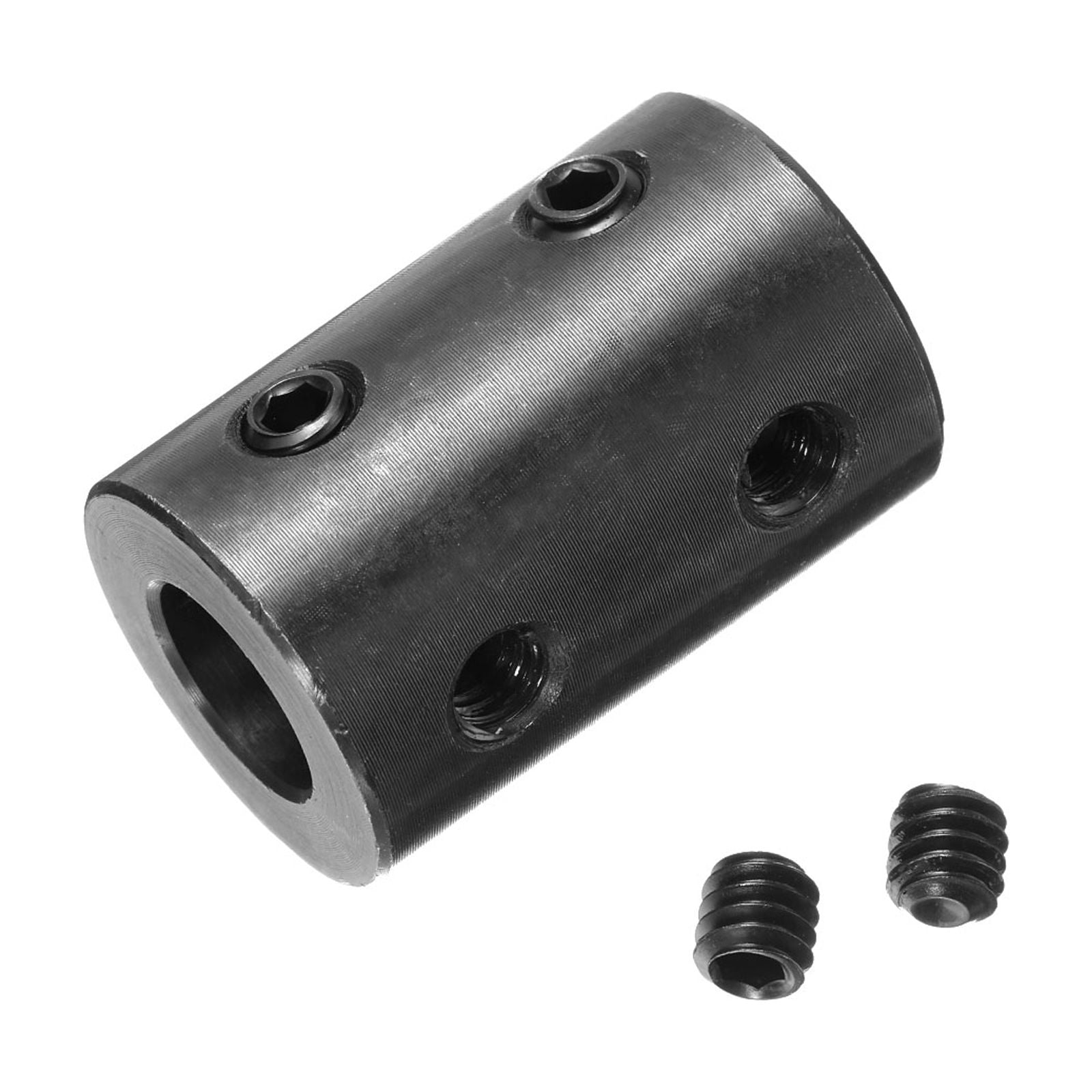 Uxcell 2 pack Shaft Coupling 1/2" Bore, 1" OD, 1-1/2" Length, Black Oxide Plated Steel Rigid Coupling, (4 Set Screws)