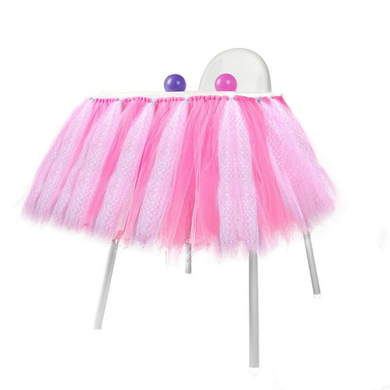 Handmade Glitter Tulle Tutu Skirt High Chair Table Decor for Baby Birthday Baby Shower Party Decor Pink Silver Walmart
