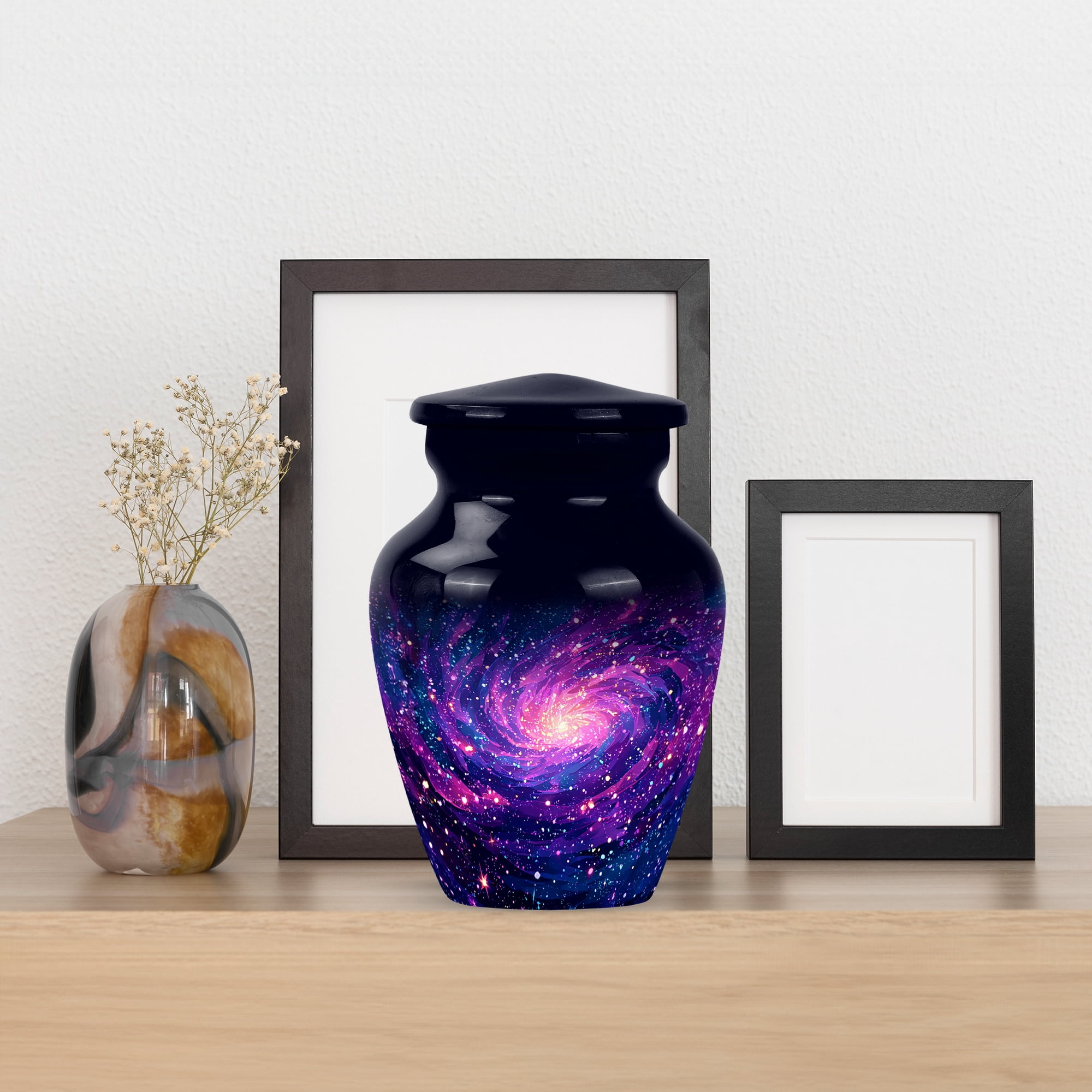 MUKTIVE Purple Galaxy With Stars Burial Urns for Ashes Adult Male, Keepsake Funeral Blue Urns for Ashes Adult Female, Cremation Urn for Women, Dad and Mom Urn, 3 inch