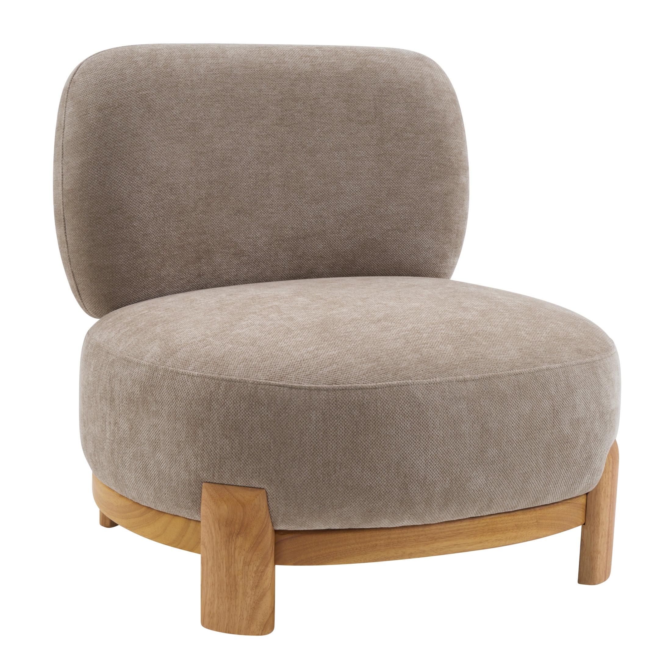 Christopher Knight Home Modern Upholstered Armless Accent Chair with Wood Legs, Wide Seat, Light Brown