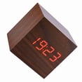thumbnail image 1 of Reloj Despertador Digital LED De Madera Con Pantalla De Temperatura, Control Por Voz, 3 Alarmas, Alimentado Por Pilas O USB, 1 of 7