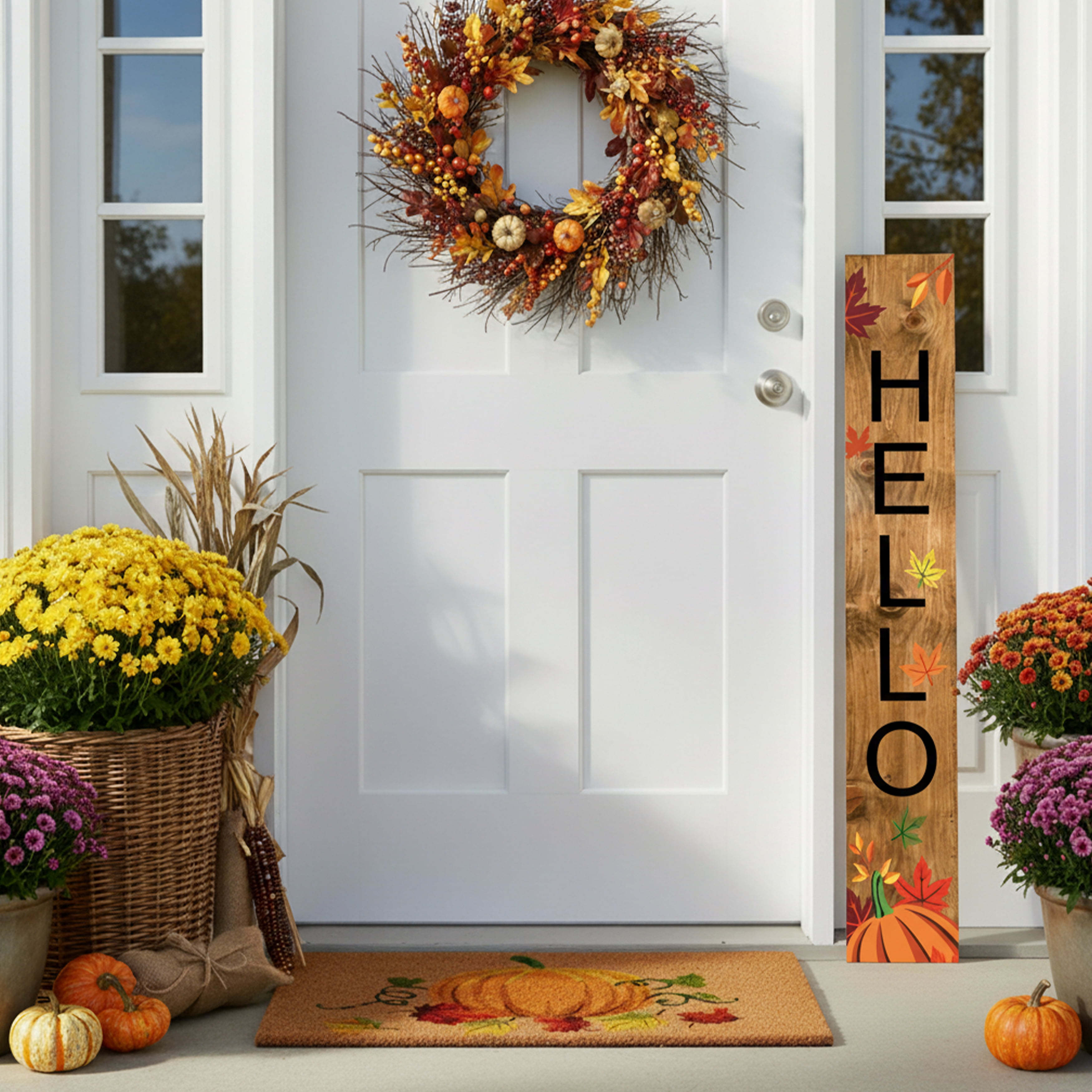 Calloway Mills 118125907 Hello Pumpkin Spice Porch Leaner, 59" x 7.25"