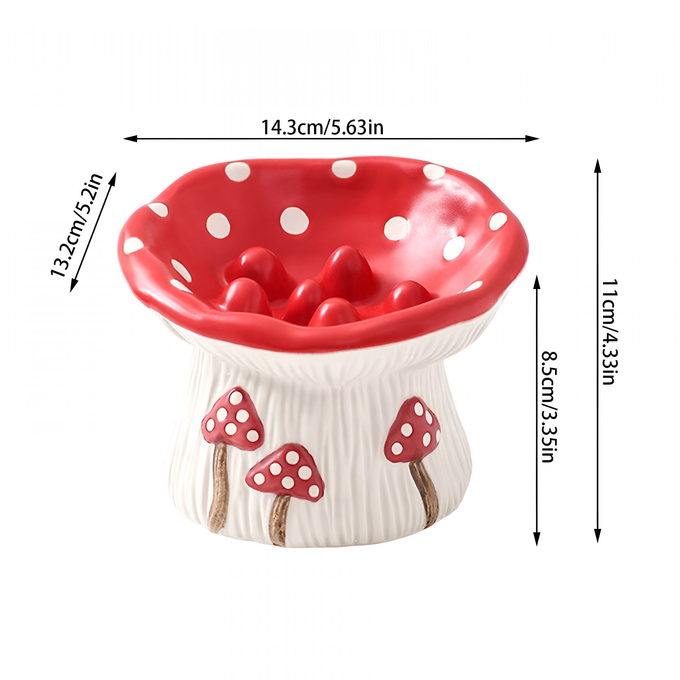 BPPEG Ceramic Cat Slow Food Dispenser Cute Shaped Raised Food Bowl Shallow Mouth Raised Cat Bowl Vomiting Whisker Fatigue Bowl Pet Supplies Pet Gifts