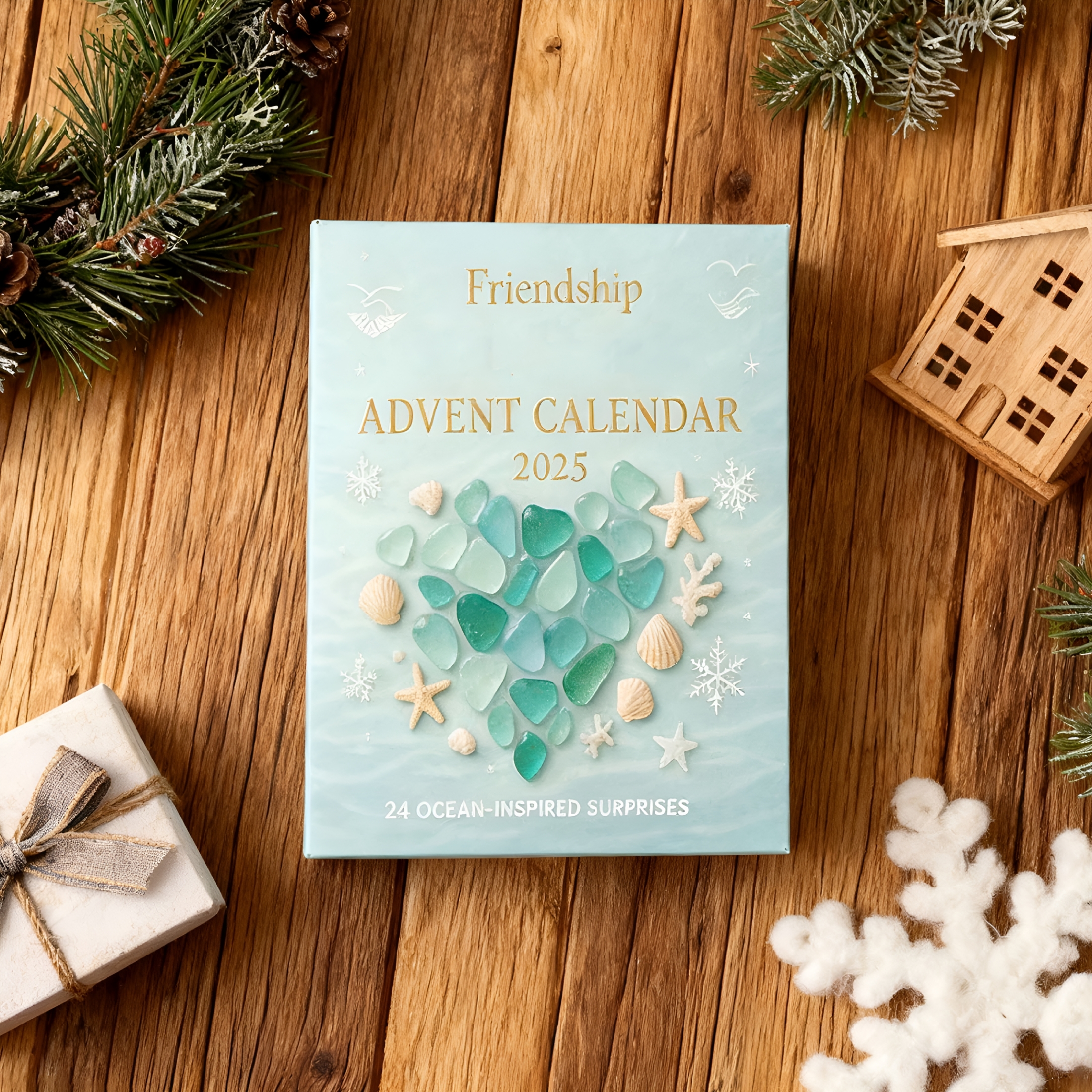 BESTSKY 2026 New Sea Glass Marine Life Advent Calendar 24 Days Ocean-Themed Christmas Countdown Calendar with 24 Adorable Realistic Ocean Animals Decoration for Ocean Lovers Kids&Collectors(2Set)