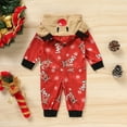 thumbnail image 3 of Viworld Christmas Family Matching Hoodie Pajamas Reindeer Romper Long Sleeve One Piece Jumpsuit Zipper Pjs for Adult Kids Baby (Red, Baby, 9-12 Months), 3 of 6