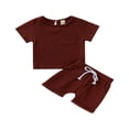 thumbnail image 1 of Pyjamas en Lin pour Bébé Garçon Fille T-Shirt Manches Courtes Hauts Shorts Pantalons Ensemble 2 Pcs Unisexe, 1 of 9