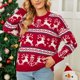 thumbnail image 1 of Puntoco-suéter recreativo con estampado navideño para mujer, suéter tejido con cuello redondo, tops de manga larga, liquidación navideña Puntoco Puntoco-3932, 1 of 9