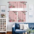 thumbnail image 2 of Pink Spring Floral Kitchen Curtains Sets for Windows 36 Inch Length, Watercolor Flowers Butterfly Checkered Rod Pocket Window Treatments Tier Curtains and Valances Set for Bedroom/Bathroom, 2 of 8