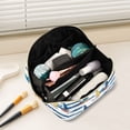 thumbnail image 2 of FORMRS Makeup Bag Travel Cosmetic Organizer for Women Fold Flat Zipper Pouch with Handle, Dark Blue Hand Drawn Sailboats, 2 of 8