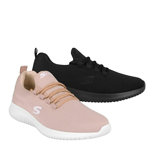 DUO PACK DE TENIS DAMA STYLO 311 TEXTIL NEGRO/ROSA Stylo 311