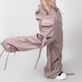 thumbnail image 3 of Women Cargo Pants  Low Waist Solid Loose Trousers with Pockets, 3 of 7