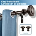 thumbnail image 3 of Urbanest 1" Diameter Alloy Steel Designer Single Curtain Rod – Elegant Drapery Hardware, Heavy-Duty Cast Iron Window Treatment Rod, 28" to 48", Oil-rubbed Bronze (ORB), 3 of 6