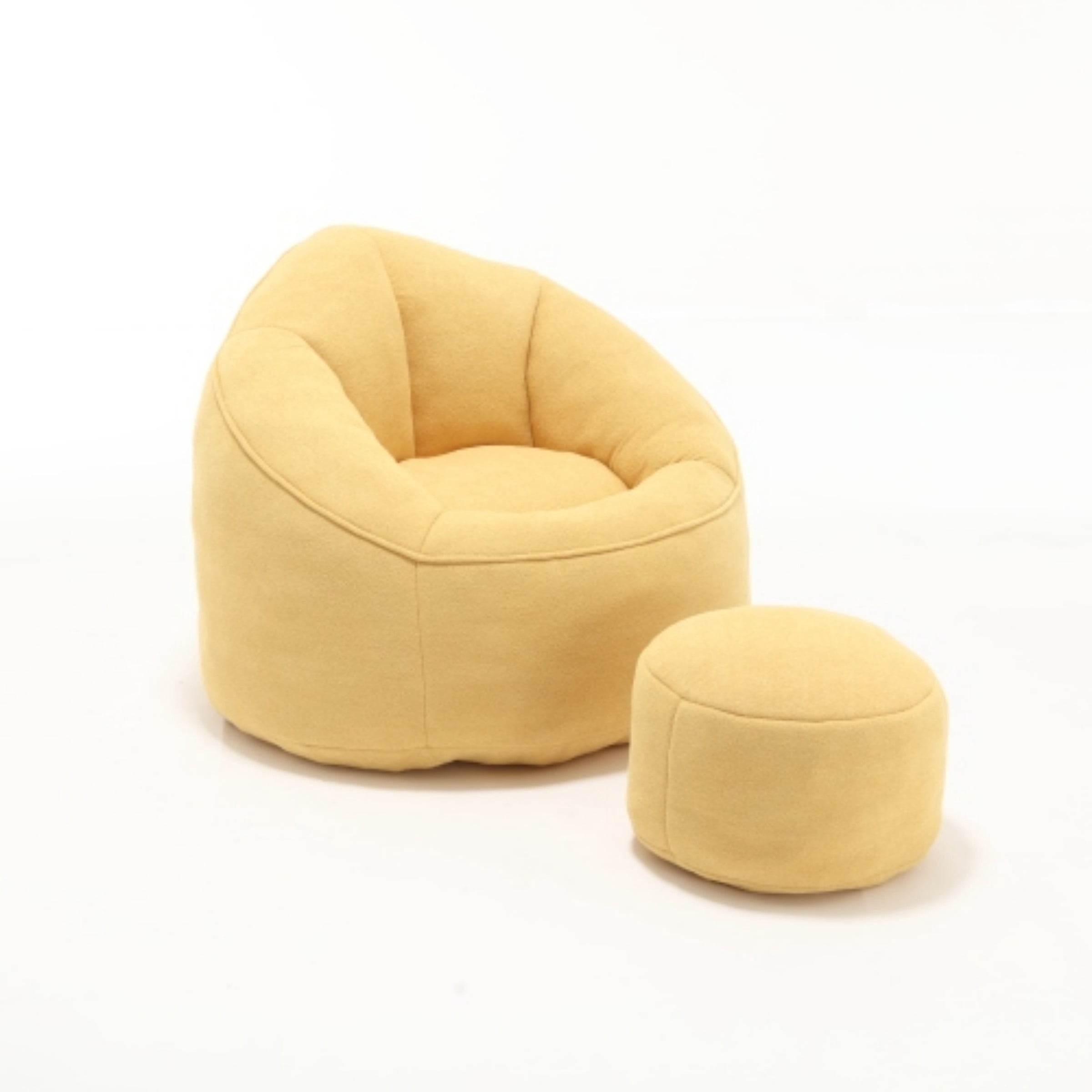 Bean Bag Sofa Chair with Footrest, High Density Foam Bean Bag Chair for Adults, Comfy Lazy Lounge Chair for Bedroom Living Room, Yellow