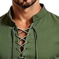 thumbnail image 3 of LEKWK Renaissance Costume Men Medieval Costume Lace-Up V-Neck Pirate Shirt Pants with Vintage Belt and Arm Guards for Halloween Cosplay, 3 of 5