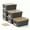 Gray-6PCS, variant on Small Plastic Storage Bins with Bamboo Lids - Decorative Bonlting Storage Containers Stackable Storage Baskets with Label for Shelves Desktop Closet Office Storage and Organization(Grey, 3 Pack)