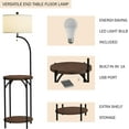 Floor Lamp with Table Modern Rustic Side Table with USB Charging Port