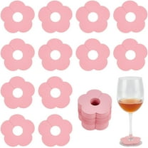 150 Pcs Drink Name Tags for Wine Glasses Flower/Round Shape Pink Paper Wine Glass Marker Blank Wine Glass Charm Cocktail Champagne Tag Identification Marker for Party Guest DIY