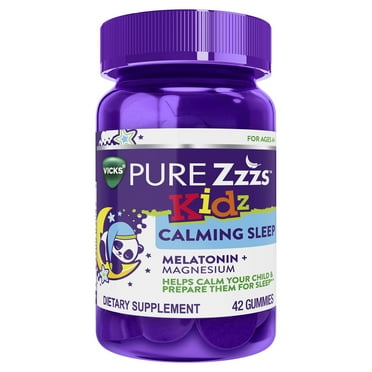 Vicks ZzzQuil Pure Zzzs Sleep Aid Kids Melatonin Gummies, Melatonin 0.5mg Magnesium, 42 Count