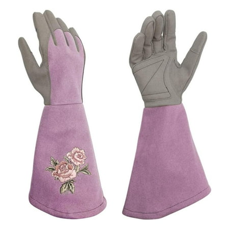 Premium Leather Gardening Gloves Cut Long Sleeved Garden Gloves Plng Gauntlet Gloves for Gardeners Gifts Men and Women   violet M