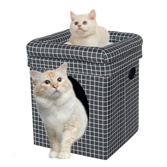ShellKingdom 15.74'' Cat House Pet Cave Bed for Kittens or Small Dogs, Grid