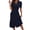 Navy Blue, variant on Morttic Women's Lace Embroidery Button Front Midi Dress – V-Neck Short Sleeve Ruched Waist Slim Fit Boho Summer Dress Sky Blue,M