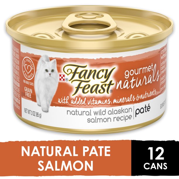 12 Pack Fancy Feast Grain Free Natural Pate Wet Cat Food Gourmet Naturals Wild Alaskan Salmon Recipe 3 Oz Cans Walmart Com Walmart Com