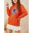 thumbnail image 6 of Women Halloween Hoodie, Long Sleeve Hooded Cobweb Spider Print Pullover Fall Tops with Pocket, 6 of 9