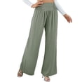 thumbnail image 1 of Pantalones elásticos de color gris y verde para mujer: ropa informal, para el trabajo, para citas, para la playa, talla XL, pantalones anchos y de cintura alta, 1 of 7