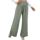 thumbnail image 1 of Pantalones casuales de color gris y verde para mujer: corte holgado, cintura elástica, perfectos para el trabajo, citas, playa - Pantalones de pierna ancha y cintura alta XXL, 1 of 7