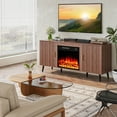 thumbnail image 4 of BOSSIN 58" Brown Mid Century Modern TV Stand with Fireplace, Entertainment Center up to 65" TV,Electric Fireplace TV Stand for Living Room, 4 of 7