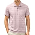 thumbnail image 2 of Antinious Men Stripe Print Collar Short Sleeve Trendy Business Casual Loose T-Shirts, 2 of 5