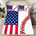 thumbnail image 2 of jejeloiu Abstract Baseball Pattern Twin Sheet Sets,American Flag Print Twin Fitted Sheet,Red White Blue Flat Sheet For Kids,Luxury Bedroom Decor,3-Piece, 2 of 7