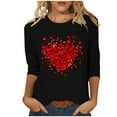 thumbnail image 3 of VKOYWKM T-Shirts Cœur d'Amour pour Femmes T-Shirts de la Saint-Valentin T-Shirts Imprimé Cœur d'Amour Manches 3/4 Col Rond T-Shirts de Fête Cadeaux de la Saint-Valentin, 3 of 5